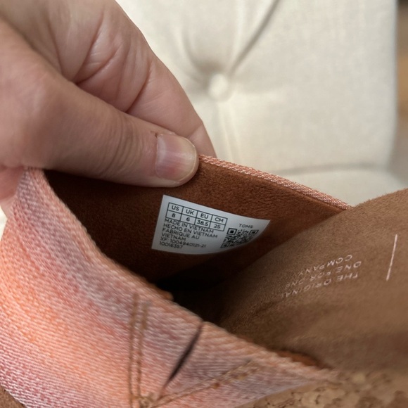 Toms Monica Tan Peach Ombra Women's US 8  Cork Wedge Platform Heel Shoes Sandals - Picture 16 of 16